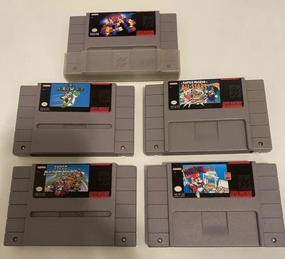 5 Super Nintendo Games Mario Kart World Paint All Stars Tetris 2 Used Lot - Image 1 of 4