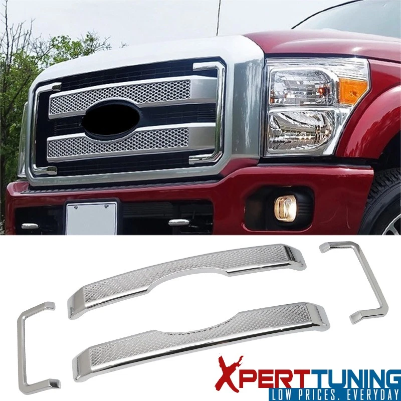 Fits 11-16 Ford F250 350 450 Super Duty Front Mesh Grill Grille ABS Chrome 4PCS Foto 1 de 4