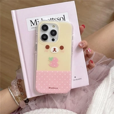 Cute Strawberry Rilakkuma Hard Case Cover For iPhone 16 Pro Max 15 14 - Image 1 of 4