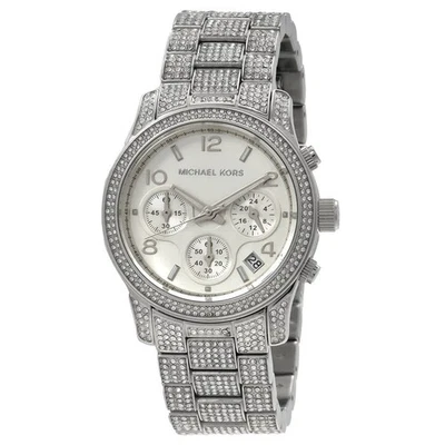 Michael Kors Runway Pave Chronograph Quartz Silver Dial Ladies Watch MK7434 - Image 1 of 3