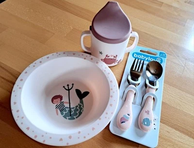 NEU Baby Geschirr Besteck 3-teilig, DM,  Unterwasserwelt - Bild 1 von 4