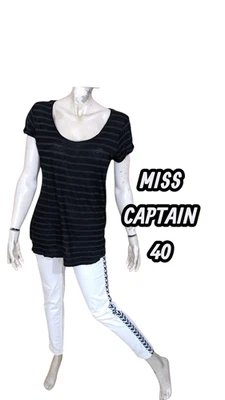 Miss Captain Taille 40  Haut top tee shirt manches courtes noir gris femme - Photo 1/4