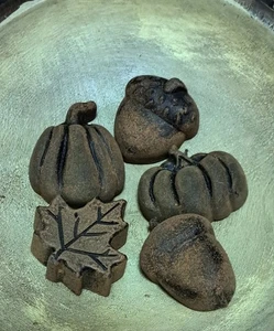 5PC SET PRIMITIVE FARMHOUSE BLACKENED BEESWAX FALL BOWL FILLERS PUMPKIN SCENT #2 - Picture 1 of 1