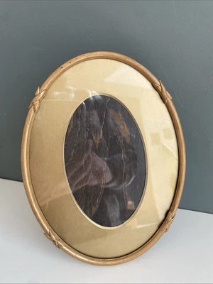 Antique Art Deco “ Arco” Metal Oval Picture Frame - Wood Back + Stand - Image 1 of 4