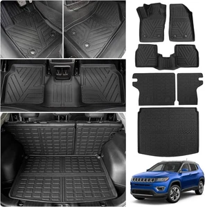 Alfombrillas de maletero alfombrillas forros de carga alfombrilla de respaldo para Jeep Compass 2017-2024 2025 - Imagen 1 de 6