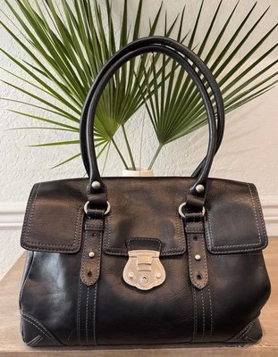 Vintage 90s ETIENNE AIGNER XL Leather Satchel Bag Handbag Tote Structured Doctor - Image 1 of 4