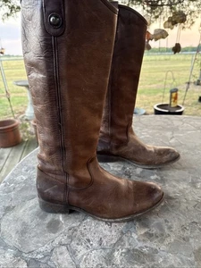 Botas de montar Primo Distressed Frye 4001 cuero marrón 7,5 B 🥵🥵🥵🥵 para mujer - Imagen 1 de 9
