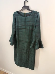 Liz Claiborne Größe 12 Etuikleid schwarz kariert 3/4 Arm - Bild 1 von 11