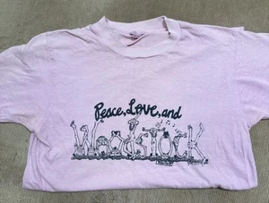 Vintage Woman’s Woodstock Tee shirt 70’s Small Color Lavender - Picture 1 of 6