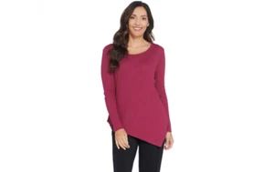 AnyBody Loungewear Acogedor Tejido Waffle Manga Larga Top Berry S A345611 QVC - Imagen 1 de 4