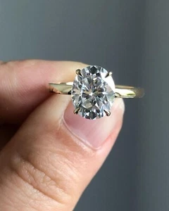 IGI Certified Lab Grown Diamond Oval Hidden Halo Lab Grown Diamond Ring - Picture 1 of 7
