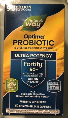 Nature's Way Fortify Optima Age 50+ Probiotic Advanced Care (90 Billion) 07/26 - Изображение 1 из 4