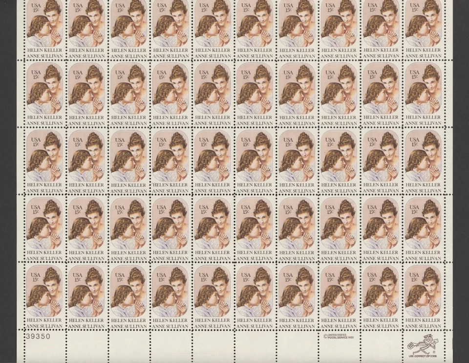1980 US Scott #1824, 15c Hellen Keller, Sheet of 50 MNH - Image 1 of 1