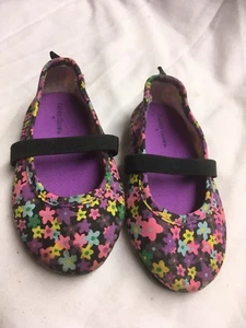 Baby Shoes-Faded Glory Purple Floral - size 4 - Picture 1 of 4