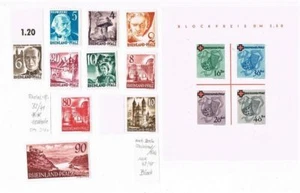 Rheinland-Pfalz stamp set 1949 plus Red Cross sheet MNH. - Picture 1 of 3