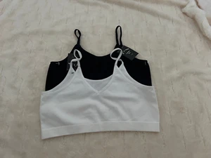 Girls' 2pk Seamless Cami Bra - art class™ White Black XL - Picture 1 of 6