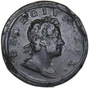 1717 Halfpenny - George I British Copper Coin - Picture 1 of 2