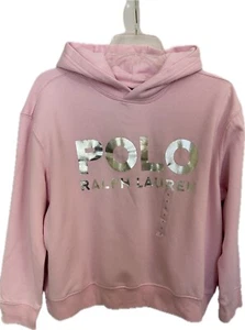 Polo Ralph Lauren Youth Fleece Hoodie Pink Sweatshirt Logo Graphic L (12/14) $59 - Picture 1 of 4