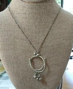 Vintage Sterlingsilber oval Spirale Design Jingle Bell Akzent Anhänger 24" Kette 16g - Bild 1 von 9