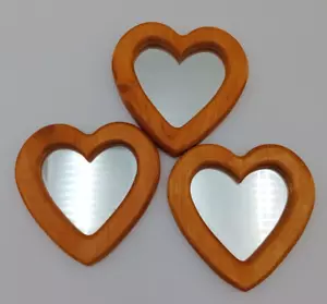 Vtg Homco Home Interiors Wood Heart Mirrors Wooden Frames 5"x 5" New Old Stock - Picture 1 of 8