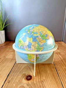 VINTAGE 70'S GEORGE PHILIP & SON SCANGLOBE DENMARK WORLD MAP DESK GLOBE ON STAND - Picture 1 of 13