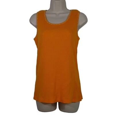 Camiseta sin mangas Hannah naranja acanalada sin mangas para mujer talla M estrás con tachuelas  Foto 1 de 4