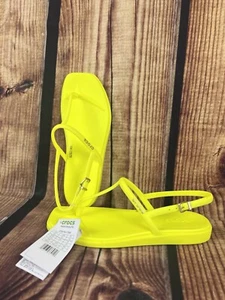 NEW CROCS Miami Thong Sandals Women’s 9 Slip-On Slide Sandals Acidity Yellow - Picture 1 of 8