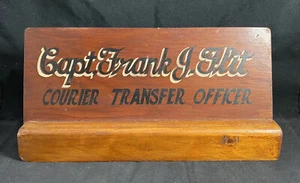 Vtg Antique Courier Transfer Officer Painted Wood Sign Script Capt. Frank J Flit - Picture 1 of 13