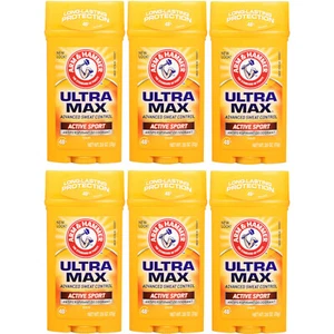 6 Pack Arm & Hammer ULTRAMAX Deodorant Invisible Solid Active Sport 2.60 oz Each - Picture 1 of 3