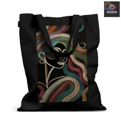 ROOTANZ BLOOM BAG Tote Bag with Zip Canvas | Black or White Colour | Printed | Eco Bag - 2 for £20