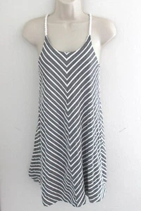 Prana Seacoast Swing Dress M gray blue white chevron striped sleeveless casual  - Picture 1 of 5