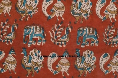 5 Yard Indian Hand block Print Voile Loose Cotton Fabrics Kalmkari Print Decor - Image 1 of 3