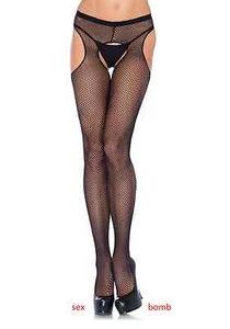 SEXY BLACK Open Mesh Tights One Size Underwear GLAMOUR Socks! - Picture 1 of 1