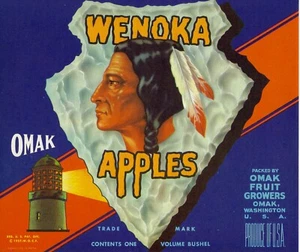Original rare WENOKA - Omak Inset apple crate label Omak, Wash lighthouse - Picture 1 of 1
