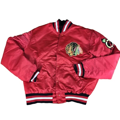 Винтажный Chicago Blackhawks средний атласный стартер куртка США 80-х новый + Blackhawks книга - Изображение 1 из 4