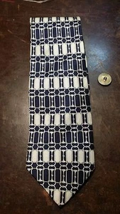 CONOVA BLAU WEISS KETTE MAILGEOMETRISCH NEUHEIT HERRENKRAWATTE KOSTENLOSER VERSAND - Bild 1 von 3