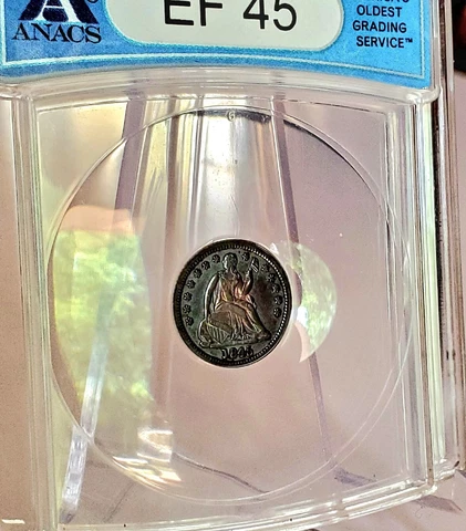 1845 over 1845 Half Dime ANACS EF45 FS-302 RPD Beautifully Toned Repunched Date Cover