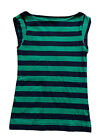 Gap Womens Boatneck Striped Shirt Size XS Sleeveless Green Blue Cap Sleeves - 24