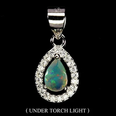 Ювелирные изделия кулон из стерлингового серебра с грушевидным огненным опалом 6x4 мм с натуральными драгоценными камнями черная пятница - Изображение 1 из 4