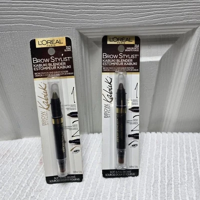 Set of 2 L'Oreal Paris Brow Stylist Kabuki Blender Blonde & Dark Brunette 0.05oz - Image 1 of 4