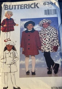 Vtg Butterick pattern 6301 Toddlers' Coat, Beret, Scarf, Muff size 1, 2, 3 uncut - Picture 1 of 2