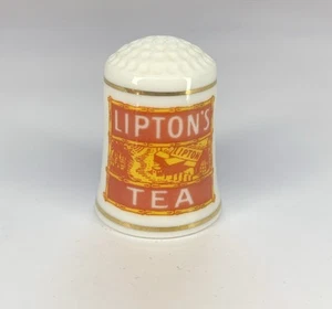 Vintage 1980 Lipton’s Tea Porcelain Thimble 1” Advertising - Picture 1 of 4