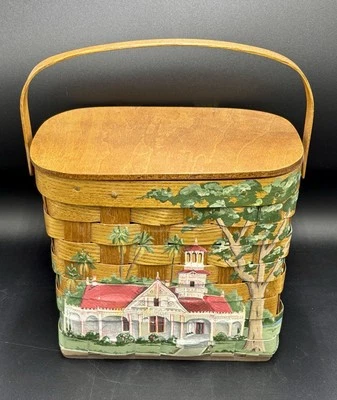 Cartera Cesta Vintage Madera Decoupaged Nueva Orleans Estilo Caro Nan Firmada Mari Foto 1 de 4