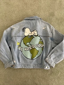 RARE Zara Snoopy Peanuts Denim Jean Jacket Size 10 Girls - Picture 1 of 8
