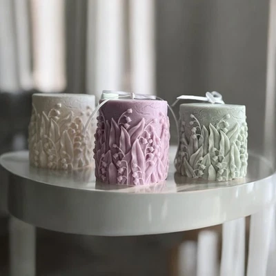 Lily of the Valley pillar candle, Flower candle(1pc), Wedding Favors - Image 1 of 4