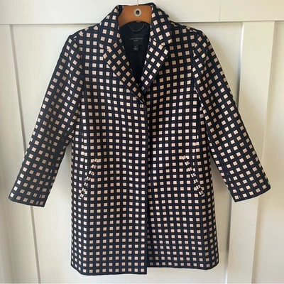 Ann Taylor Petite Women's Jacket Windowpane Checked Black Blue Tan Office SP - Image 1 of 4