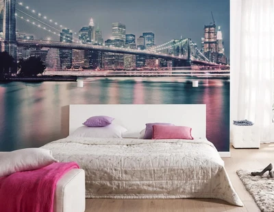 Papel pintado mural de pared de la ciudad de Nueva York 12x8 pies colorido horizonte decoración de fotos de dormitorio Foto 1 de 4