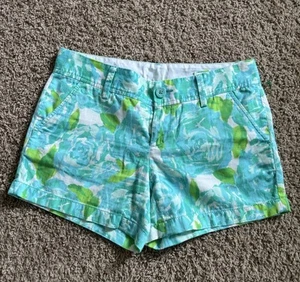 Lily Pulitzer The Callahan Short L Size 4 - Floral Green And Blue Summer - Picture 1 of 6