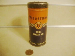 Kit de reparación de tubos vintage FIRESTONE publicidad lata de acero gasóleo ¡Icono de escudo F! - Imagen 1 de 7