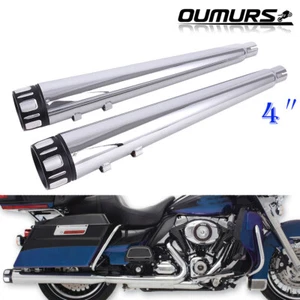 4" Megaphone Exhaust Mufflers Slip-On For Harley Ultra/Street Glide 1995-2016 US - Picture 1 of 11